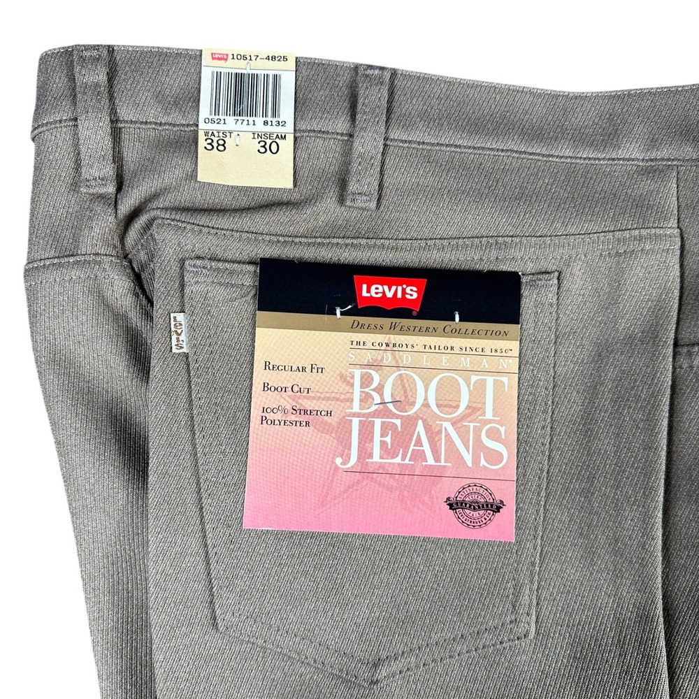 Vintage Levis Saddleman Western Boot Jeans Mens 38x30 NWT Taupe 100% Polyester
